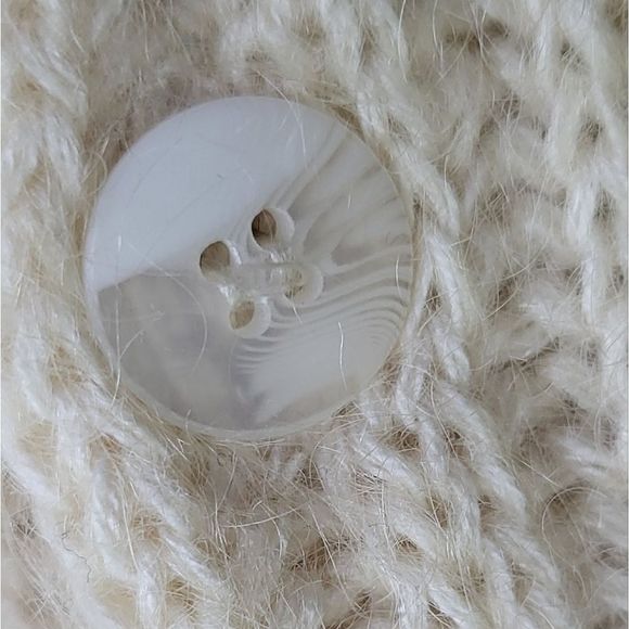 Vintage LL Bean Sweater Women Cardigan Vneck Button Mohair Wool Blend Ivory - Picture 8 of 11